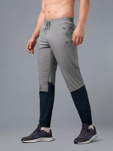 Image of TECHNOSPORT Mens Woven Regular Fit Activewear Joggers for Running, Gym, Sports and Regular Use Stretchable, Colorblock and Antimicrobial