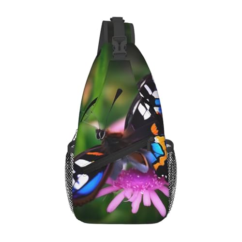 Mochila urbana bandolera con estampado de mariposas miniatura 1