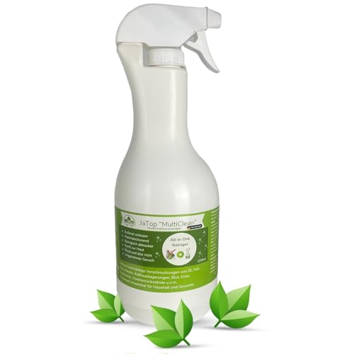 JaTop MultiClean All-in-One Reiniger extrem effektiv - entfernt mühelos Verschmutzungen wie Fett, Öl, Kaffee, Nikotin, uvm. - biologisch abbaubar (1L)