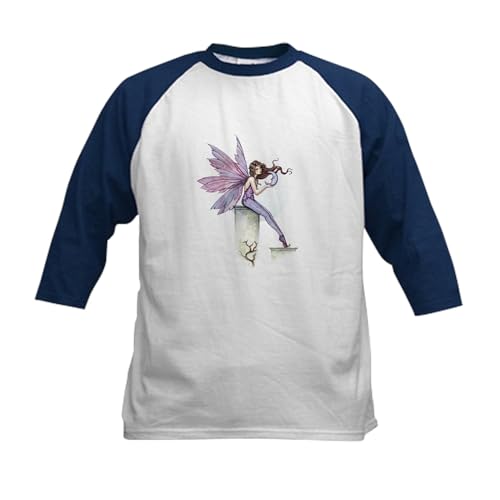 CafePress Whispering Moon Fairy Kids Baseball Jersey Kids Cotton Baseball Jersey, 3/4 Raglan Sleeve Shirt Navy/White