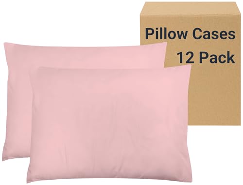 ZPECC Pillow Cases Queen Size Set of 12, 20x30 Envelope Closure Pillowcases, Soft Plain Brushed Microfiber Covers Hypoallergenic Breathable, Pink