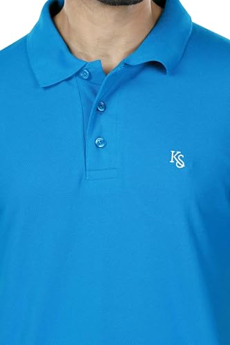 Image of KAUS & SHAN Men's Pure Cotton Regular Fit Solid Half Sleeve Casual & Semi Formal Office Wear Polo T-Shirt