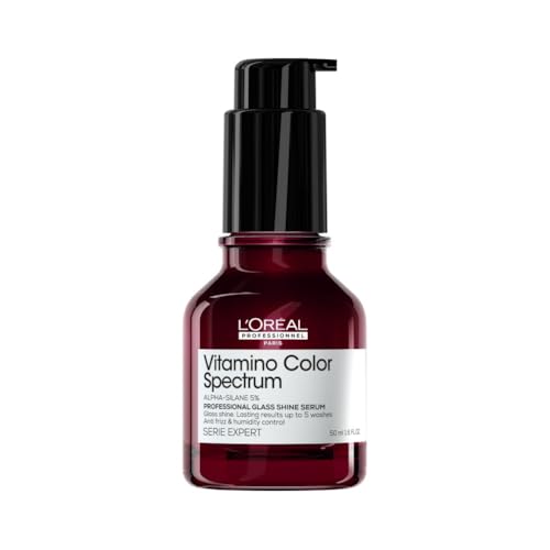 L'Oréal Professionnel, Serum Glass Shine, Anti frizz, Protector Térmico, Hasta 10 Lavados, Sin Aclarado, Para todo Tipo de Cabello, Vitamino Color Spectrum, Serie Expert, 50 ml