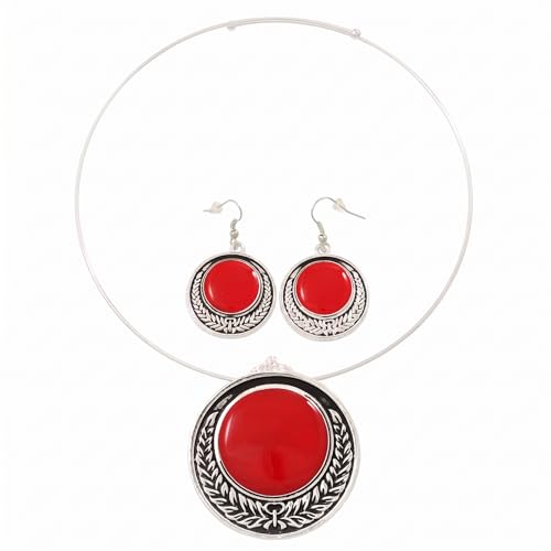Collar y pendientes de alambre flexible contra rozaduras con esmalte rojo antialérgico