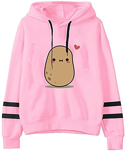 Fronage Teen Girls Hooded Sweatshirt Womens Long Sleeve Cute Hoodies Pullover Tops (Small, Light Pink)