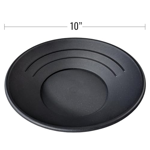ASR Outdoor 10" Black Rough Textured Finishing Gravity Trap Gold Pan, Double Wall Riffle