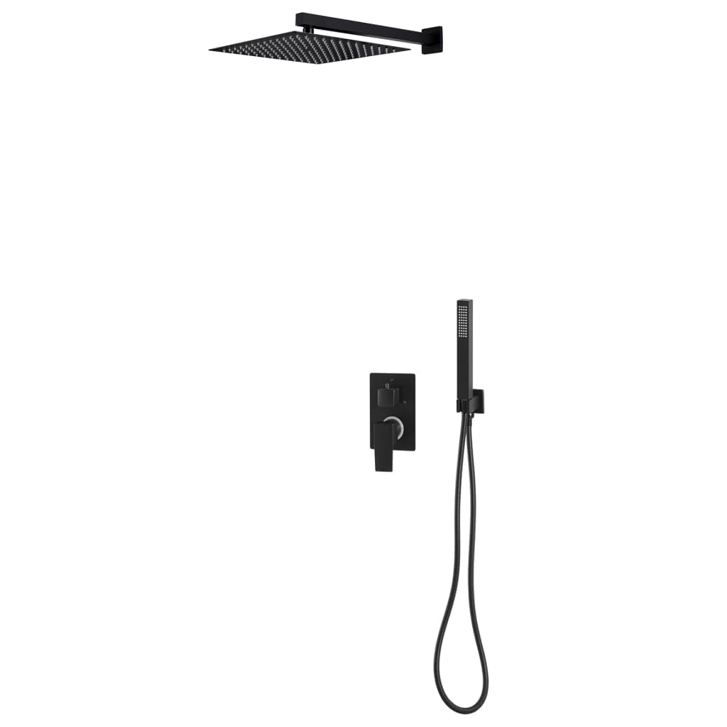 Sistema doccia in acciaio inox 201 nero con soffione quadrato e doccetta, 168 ugelli anticalcare, tubo flessibile da 150 cm, moderno soffione doccia per il benessere e il relax