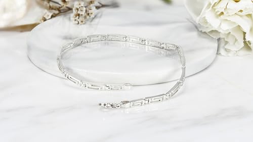 AeraVida Stunning Greek Key Motif in .925 Sterling Silver Bracelet | Greek Key Bracelet | Greek Jewelry For Women3