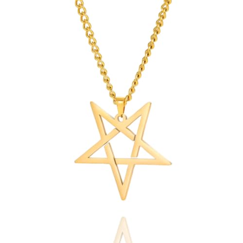 Collier pentacle inversé : pendentif pentagramme gothique et occulte pour sorcellerie