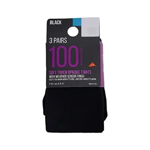 Women's Black Tights 3 Pairs 100 Denier Soft Touch Opaque Tights With Lycra (Black, 100 Denier, m) Cover