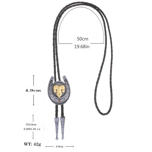 Image of Bolo Tie for Men Women Cowboy Turquoise Celtic Natural Tiger Eye Stone Longhorn Bull Western Leather Bolo Necktie