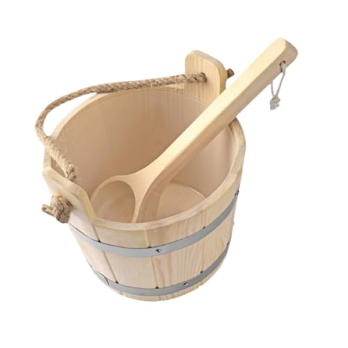 F Fityle Tonneau et louche de sauna en bois, pratique, grande capacité pratique de 5 L pour salle de bain, hôtel, sauna