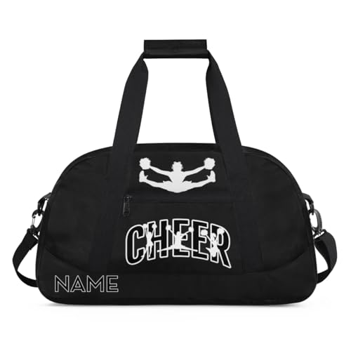 Custom Name Duffle Bag for Women Men, Cheer Bag Sport Gym Dance Bag, Customized Duffel Bag for Travel Weekender Gymnastics, Black