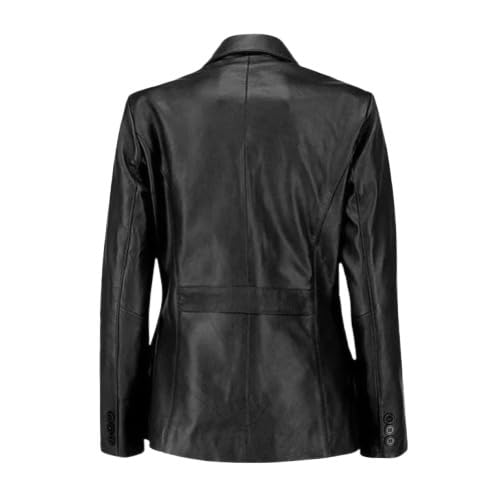 Women's Leather Blazer Soft Genuine Lambskin Two Button Coat Jacket/Women's Leather Jacket Black2