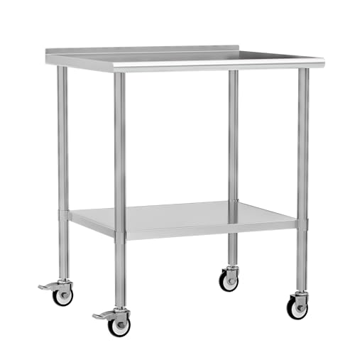 Chingoo Stainless Steel Work Table with Wheels, 30x36 Inch NSF Food Prep Table with Backsplash & Adjustable Undershelf for Kitchen, Restaurant, Garage by Chingoo - Used condition - US$127.62