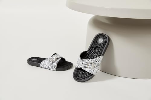 Vegan Leather Reflexology Massage Slippers – Thicker Fabric Upper with Adjustable Strap – Acupressure Footbed – Arch Support – Shock Absorbing – Pain Relief for Flat Feet3