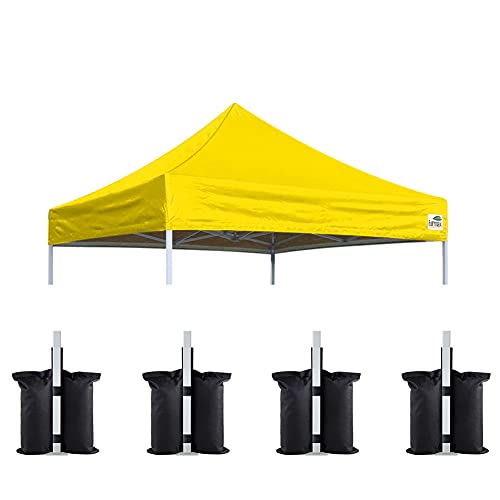 Image of Eurmax USA 8x8 Pop Up Canopy Replacement Top,Universal Instant Canopy Cover ONLY,Heavy Duty UPF 50+ UV Protection,Water & Wind Resistant Tarp,30+ Colors Available,Bonus 4 Sand Bags(Yellow)