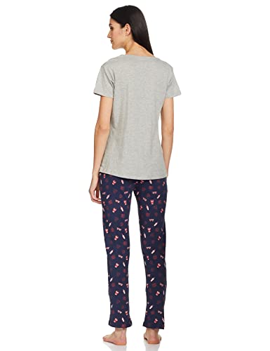 Image of Rupa Women's Cotton Checkered Pajama Pack of 1 (1329A01-GREY Melange-L Grey