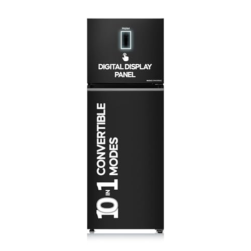 Image of Haier 358L 3 Star Frost Free Top Mount Double Door Refrigerator | Convertible 10-in-1 | Digital Display Panel | Triple Inverter | Twist Ice Maker (2025 Model, HRF-4083BLGK-P, Graphite Black)