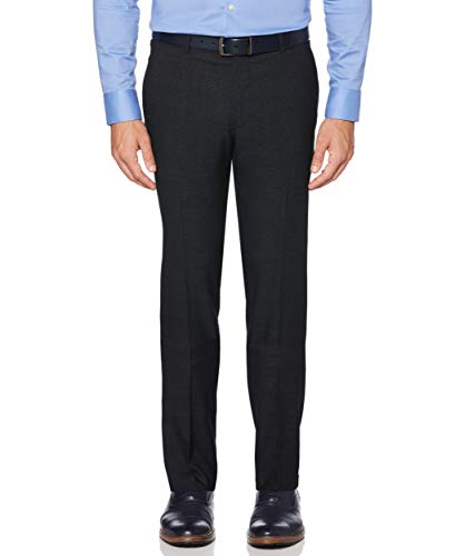 Perry Ellis Men's Slim Fit Stretch Glen Plaid Dress Pants, Dark Sapphire, 34x29