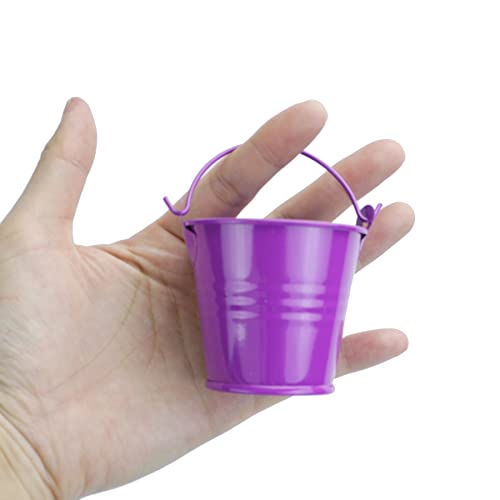 Wefidget 12-Pack Mini Metal Buckets Party Favors, Assorted Colors Small Buckets #TOP5
