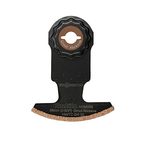 Makita E-08595 StarlockMax® Multiherramienta oscilante de metal duro de 2-3/4 pulgadas con lechada de carburo de tungsteno de grano 50 y hoja de sierra segmentada abrasiva