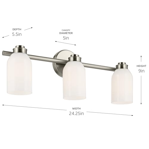 Image of Kichler Shae 3-Light Bathroom Vanity Light, Brushed Nickel