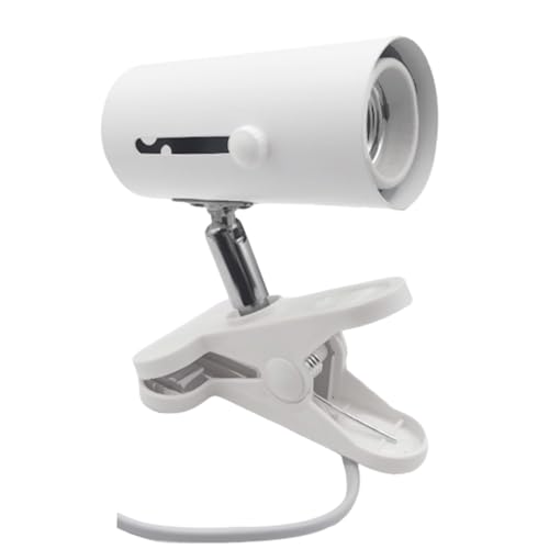 クリップランプ E26 対応 デスク電球ソケット 爬虫類クリップスタンド 両生類用ライトホルダー 植物育成ライト用 スイッチ付き セラミック 赤外線 ランプスタンド 爬虫類用照明器具専用 水族館用 角度調整可能 電球なし 100wまで ホワイト-FE