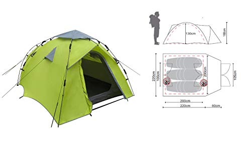 Preisvergleich Produktbild Ribelli Campingzelt 3 Personen - atmungsaktive Schlafkabine - Zelt mit Dachbelüftung, Moskitonetz & Packtasche - hell grün - 3000 mm Wassersäule