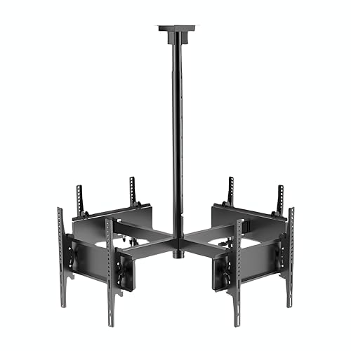 Four Sided Ceiling TV Mount Bracket, 32-50 Inch Full Motion - 4 Movement Flat/Curved Screen Bracket, Telescopic Height Adjustment
