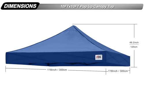 Image of ABCCANOPY Replacement Canopy Top for Pop Up Canopy Tent 10x10 Navy Blue