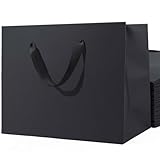 SHIPKEY 10 Pack Extra Large Gift Bags | 16x6x12 Inches Black Paper Bags, Shopping Bags for Men, Wedding Tote Bag for Birthdays, Parties (40x15x30cm)