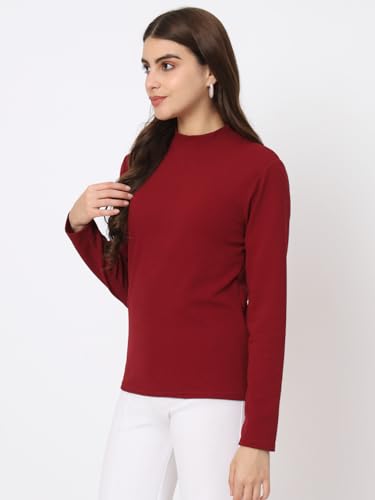 Image of Istyle Can Solid HIgh Neck Full Sleeve Stretchable Slim Fit Top for Women | Tops for Women | high Neck top for Women | Winter Tops for Women