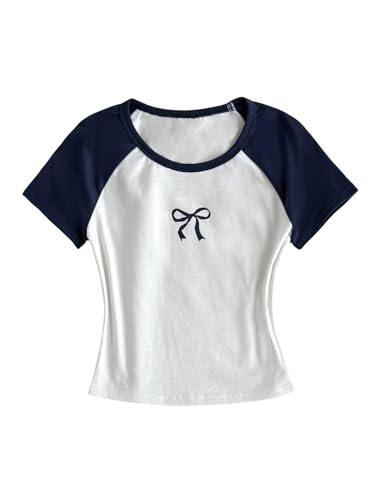 Girl's T Shirts Color Block Graphic Tees Short Sleeve Crew Neck Cute Tops