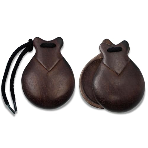 Professional Flamenco Jale Spanish Castanets - Bolivian Rosewood, Dark Brown Finish, Authentic Sound, Made in Spain for Performances & Advanced Dancers