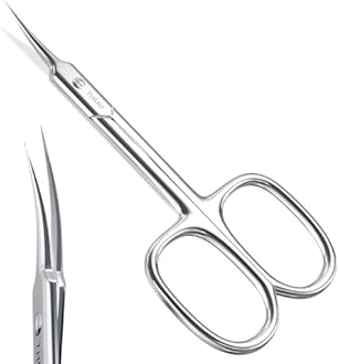 THRAU Cuticle Scissors Extra Fine for Manicure and Pedicure, Curved Blade Nail Scissors, Precise Pointed Tip Grooming Kit for Eyebrow, Eyelash, Trim Nail and Dry Skin, Small Scissors