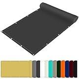 目隠しシェード、涼風シェード 120 x 540 cm 尺寸や穴の間隔をカスタマイズ可能な ベランダのサンシェード 縁が二重に重ねられたUvカット 撥水加工が施され 固定ロープが付属し 目隠し効果もあります 庭、窓、廊下、キャンプ、登山、海辺、庭先, ダークグレー