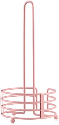 Buruis Standing Paper Towel Holder, 13 X 6 Inch Modern Decorative Countertop Rolls Holder for Kitchen, Toilet, Pantry and Bathroom (Pink)