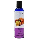 Lick Peach Mango Flavored Massage Oil – Juicy Tropical Blend Edible Massage Oil with Vitamin E, Lightweight Smooth Glide for Couples Massage & Sensory Play, 4 oz