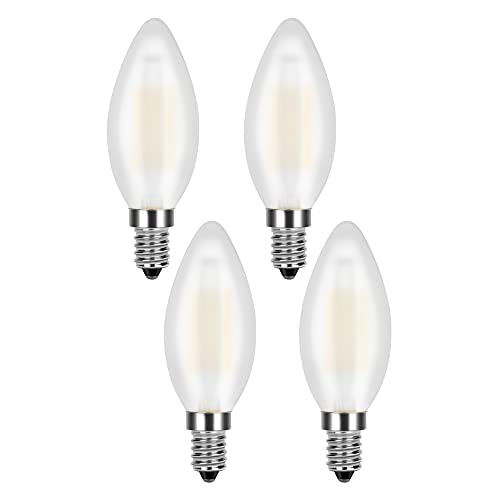 Preisvergleich Produktbild LED Lampen E14 Dimmbare Glühbirnen Warmweiß 2700K Energiesparlampe Retro Glühbirne 360 ° Grad Strahlwinkel 4W Birne , 40W Glühlamp Enäquivalent Energieklasse A + (Matt Kerze Led Lampe-4er Pack)