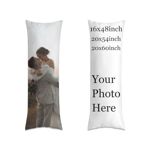 Funda Almohada Personalizada Body Pillow Case con la imagen, añada su propia imagen de texto Nombre de la foto, funda de almohada personalizada con sus seres queridos, la esposa Madres Padres (Cuerpo)