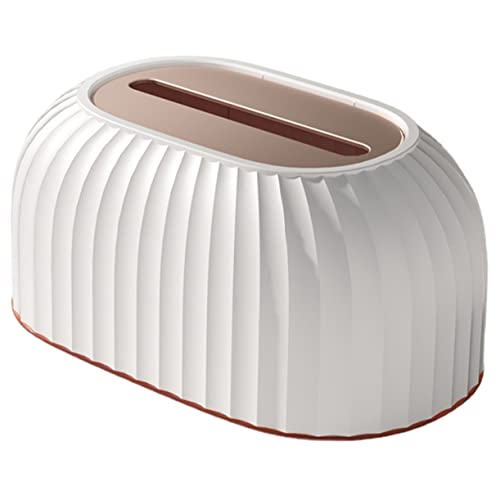 PRETYZOOM Woven Tissue Box Cover Facial Tissue Holder Napkin Storage Box for Living Room Office Car White Easy to Remove/Insert
