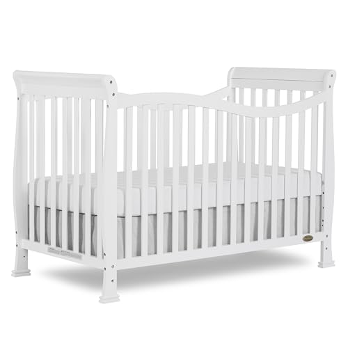 Image of Dream On Me Violet 7-in-1 Convertible Full-Size Baby Crib with Toddler, Day & Full Bed Conversion in White, GreenGuard Gold & BSA, 3 Mattress Heights, Sustainable Pinewoo