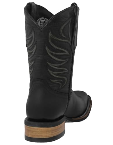 Texas Legacy Mens Black Western Dress Cowboy Boots Leather Rubber Sole Square Toe3