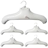 Bntyok 5pcs Inflatable Hanger Travel, White Round Shoulder, Portable Folding Clothes Drying Rack with Metal Hook Space Saving Coat Storage Set Foldable