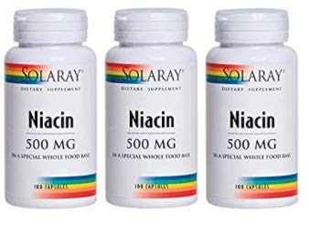 SOLARAY(ソラレー), Niacin(ナイアシン - ビタミンB3) 500 MG 100カプセル(3個セット) [並行輸入品]