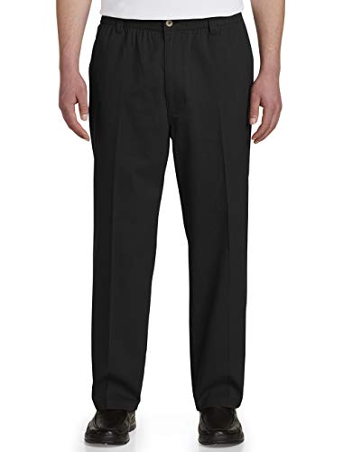 Harbor Bay by DXL Big and Tall Elastic-Waist Twill Pants - Updated Fit, Black, 4X Regular/28 Inseam