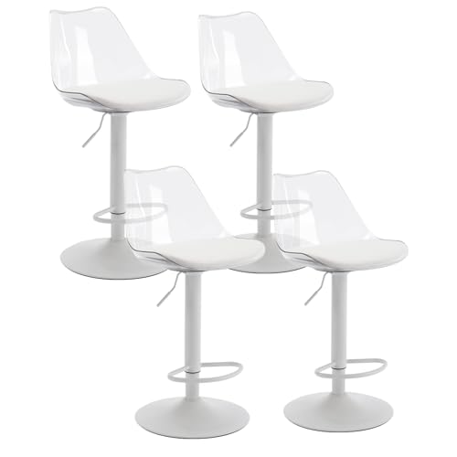 Acrylic Bar Stools Set of 4, Counter Height Adjustable Swivel Cle...