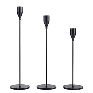 Wuudi Kerzenständer Set 3 Kerzenhalter aus Metall Vintage Kerzenständer Tischdeko schwarz 24/28/33cm