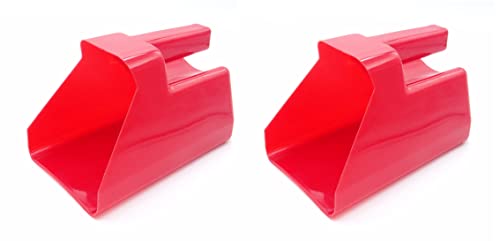 Quart Feed and Pet Food Scoop for Farm Animals and Pets - Stackable - Durable (Red 2 Pack)